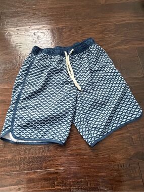 Fair Harbor Navy & White Geometric Swim Trunks